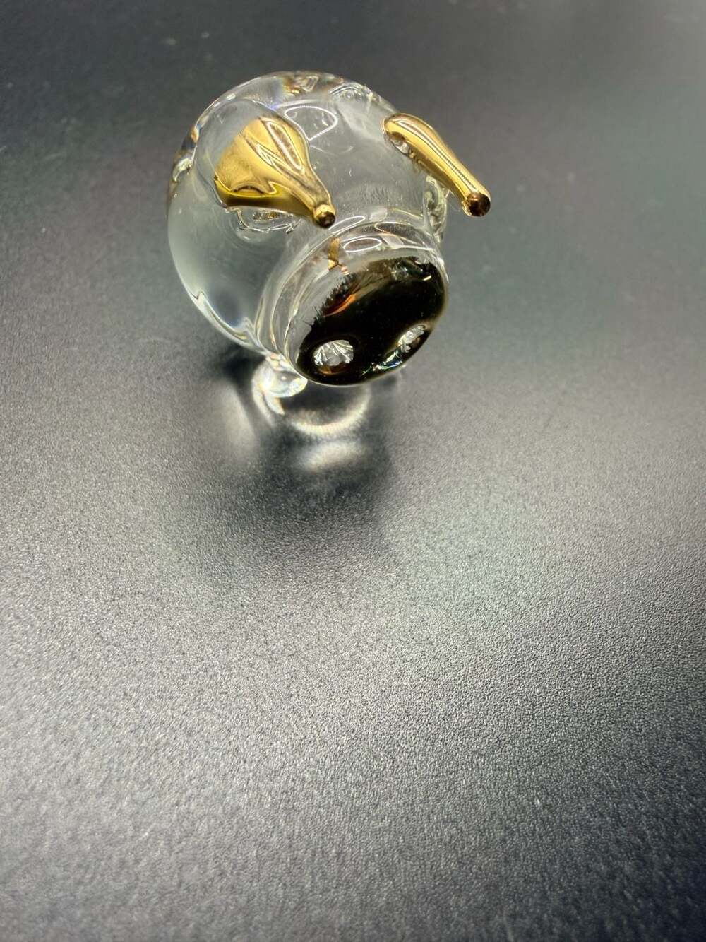 Baccarat Clear Crystal Pig Figurine with Gold Accents